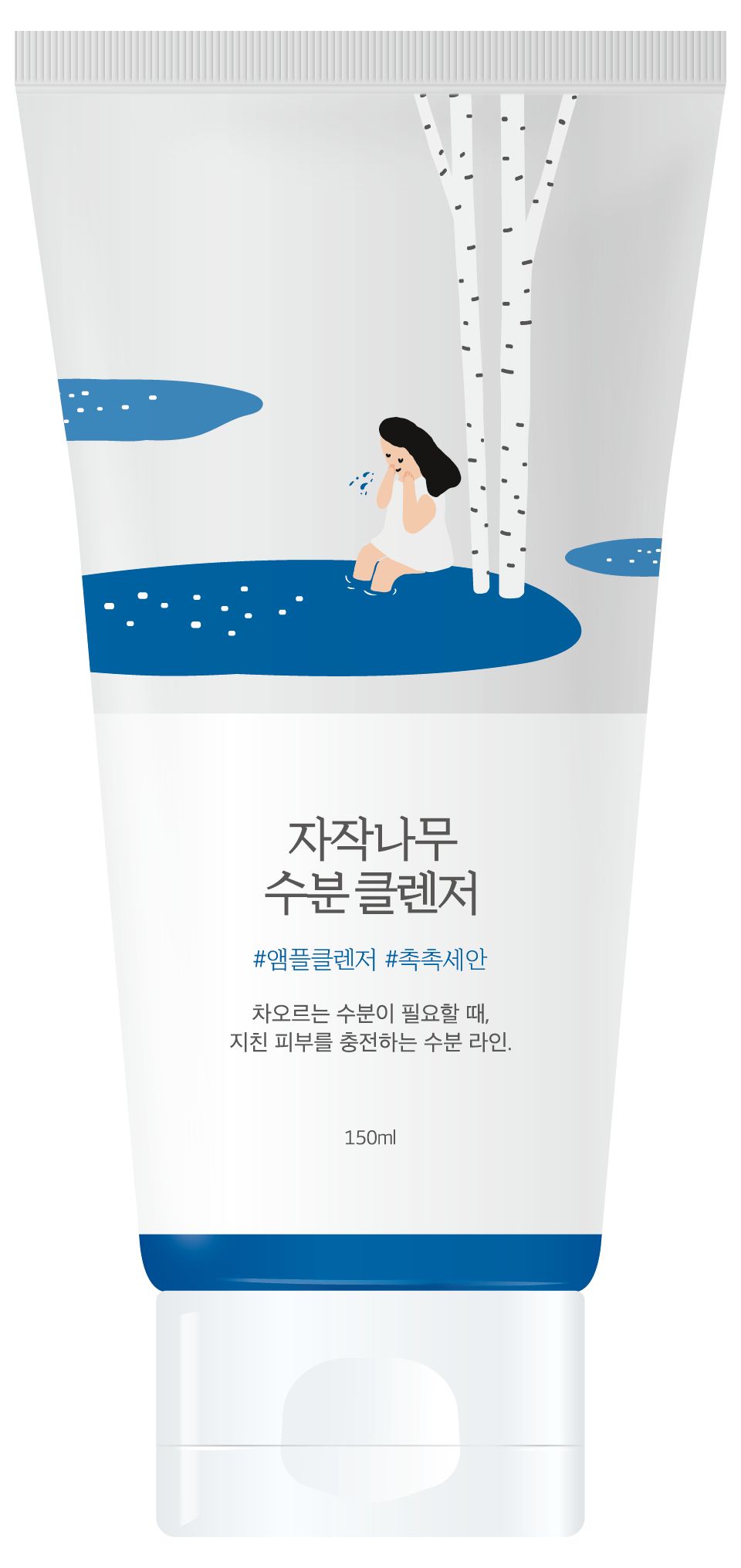 Weiß-blaue Tube mit koreanischem Text und Illustration. Enthält 150 ml. Produktname nicht angegeben.