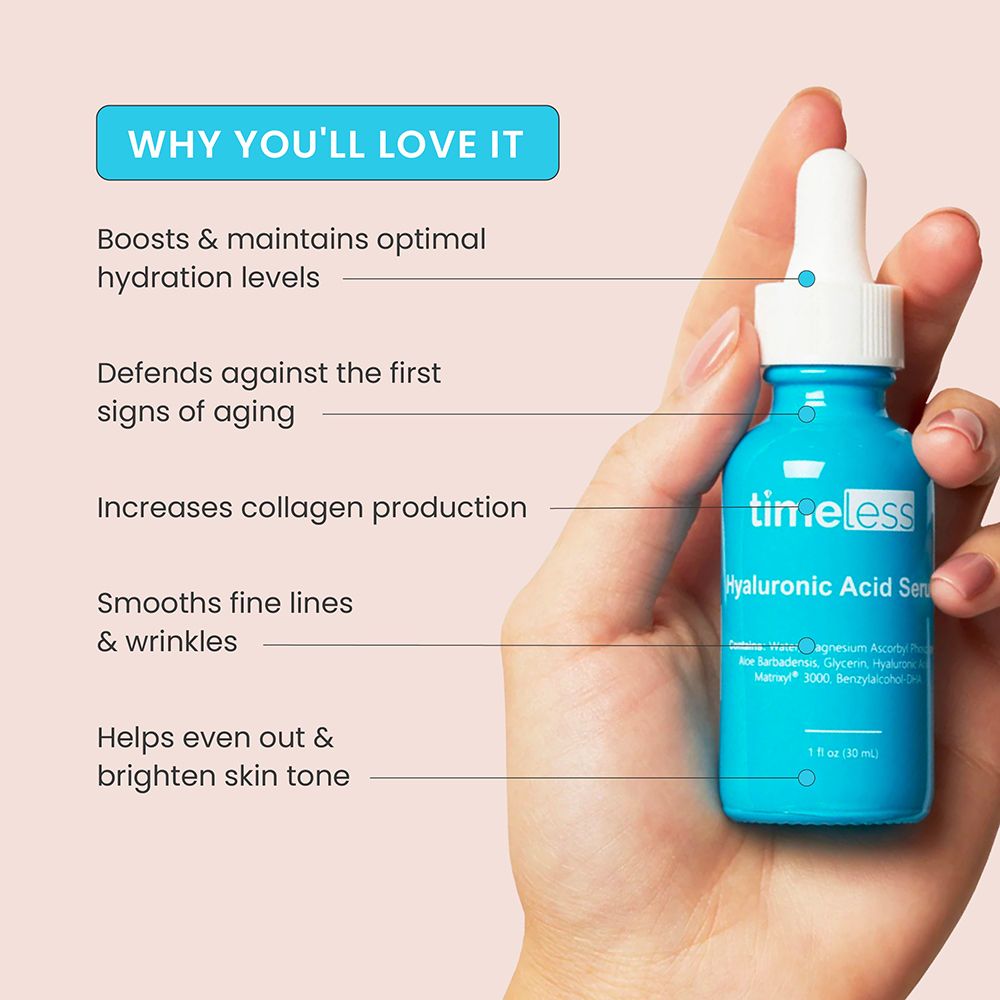TIMELESS SKIN CARE Hyaluronic Acid + Vitamin C Serum Moisturizing Face Serum