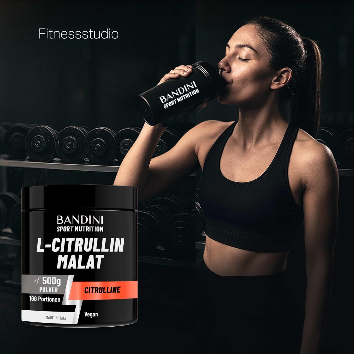 Bandini L-Citrullin Malat Pulver 500g, 166 Portionen, Made in Italy, vegan.