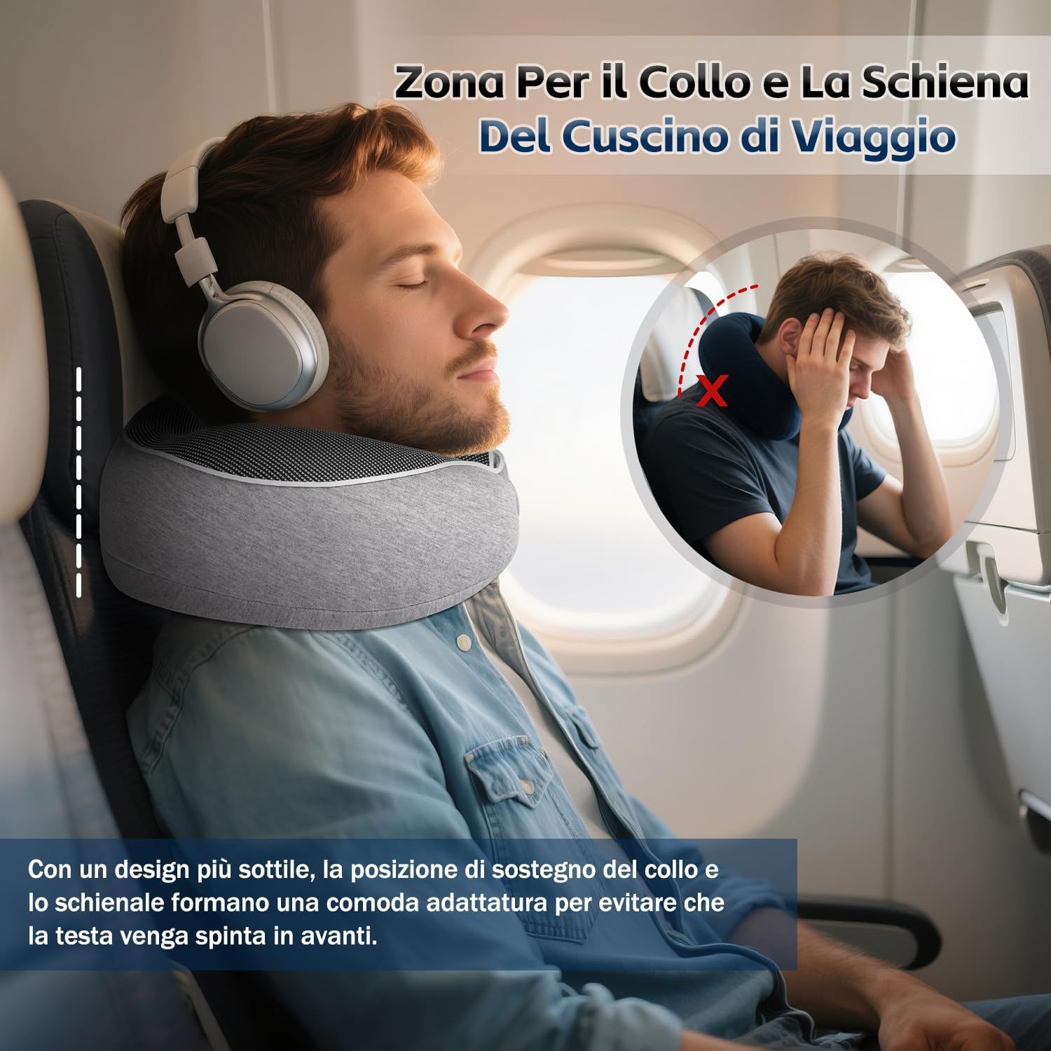 Nourideaux Nackenkissen Grau Flugzeug Reise