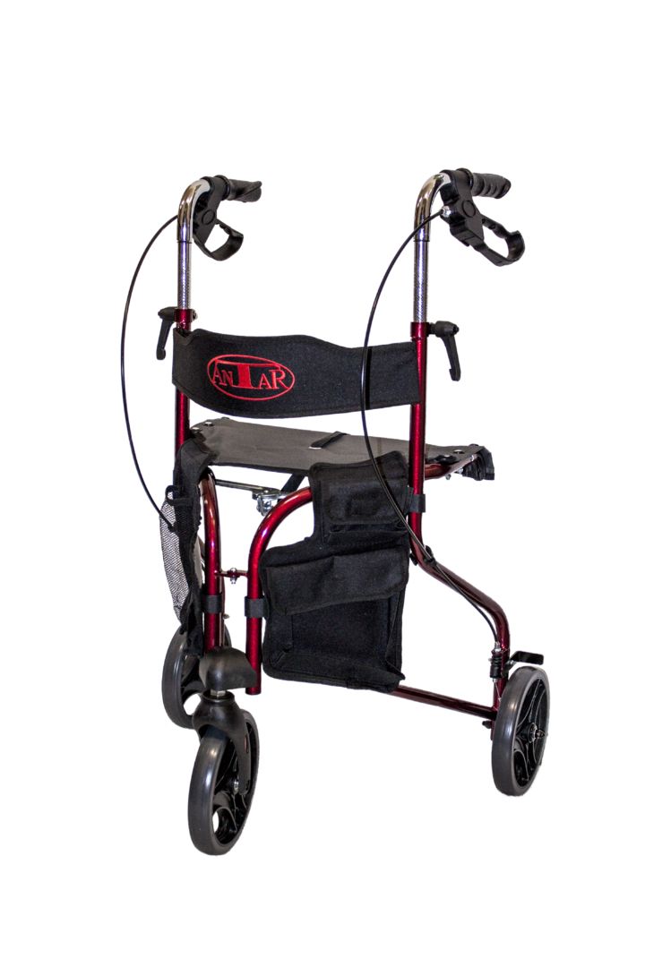 ANTAR Dreirad Rollator mit softbereiften Rädern, faltbar und höhenverstellbar Gewicht: 8,4 kg