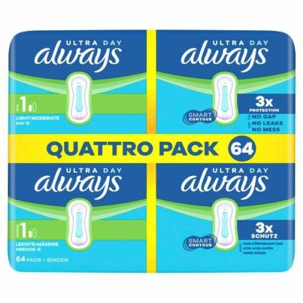 Always Ultra Damenbinden Leichte / Mässige Periode (Größe 1) 64 Stück