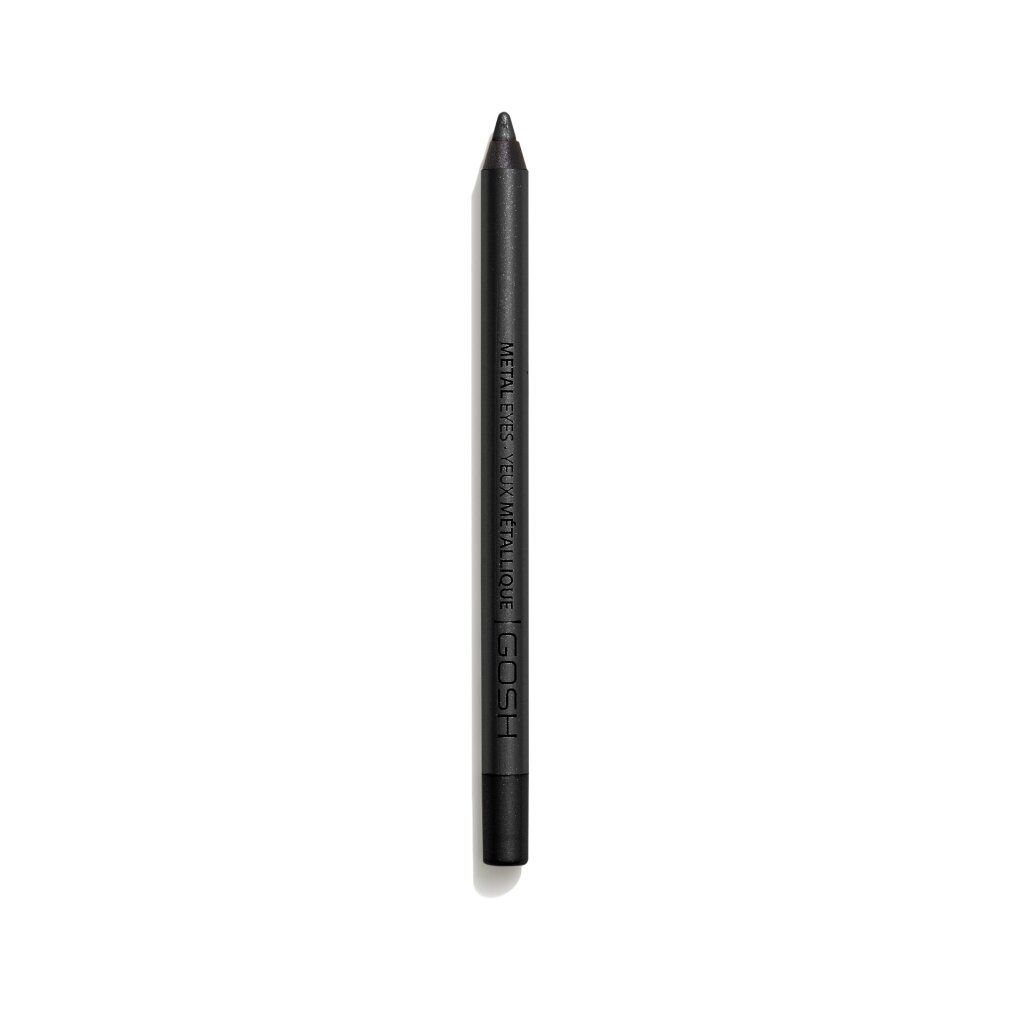 Gosh Metal Eyes Eyeliner. Schwarzer Stift mit silberner Schrift. Aufschrift: Metal Eyes, Metallic, Gosh.