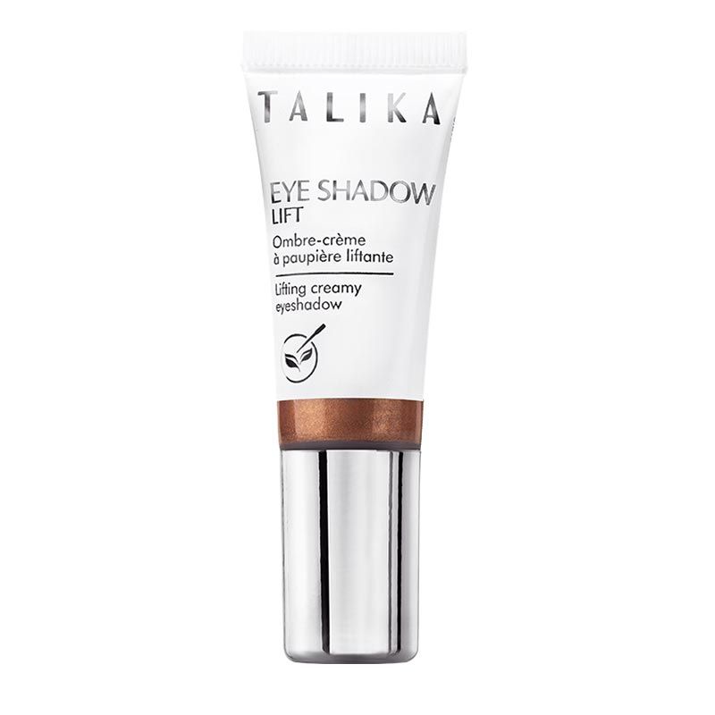 Talika Eye Shadow Lift in Tube. Weißes Tube mit silbernem Deckel. Text: Eye Shadow Lift, Ombre-crème à paupière liftante, lifting creamy eyeshadow.