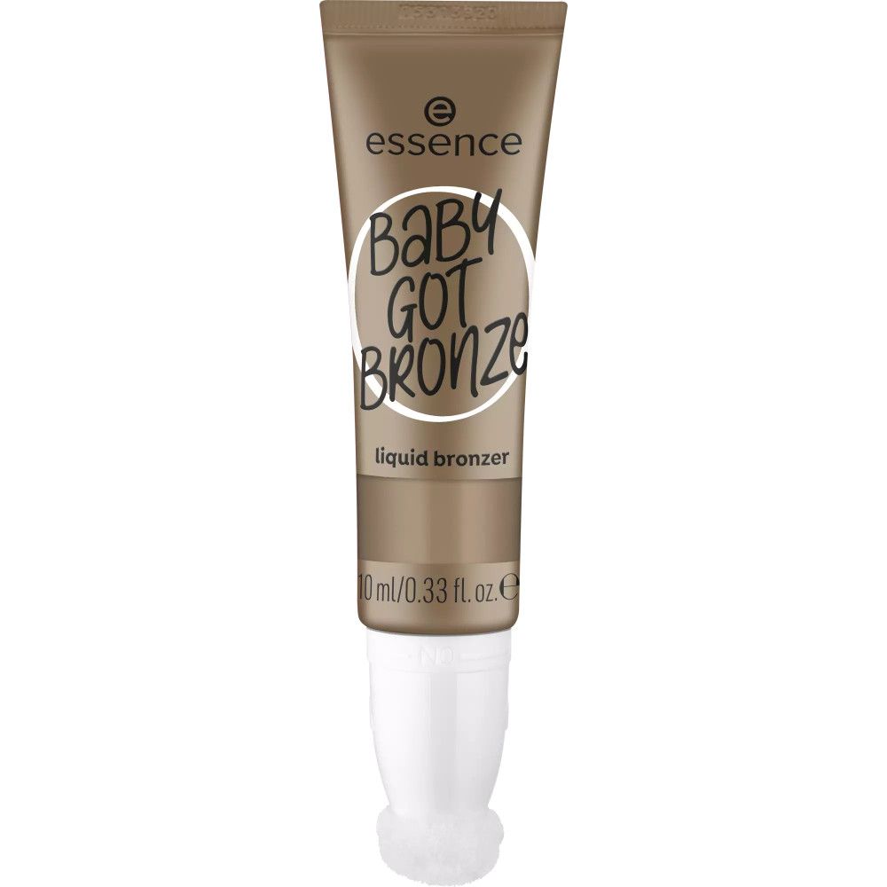 Bronzer-Tube mit Schriftzug "Baby Got Bronze". Marke: Essence. Flüssiger Bronzer. Weiße Spitze.
