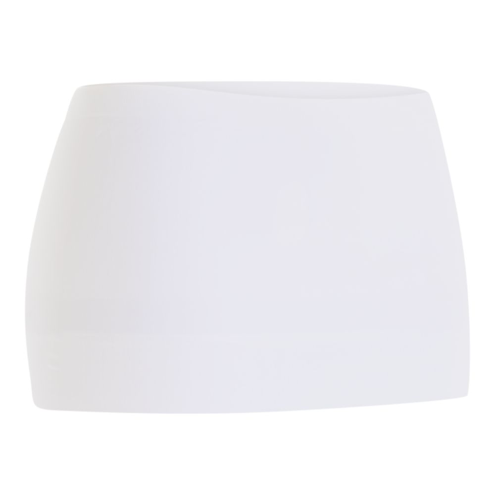 Weißes, rechteckiges Produkt mit abgerundeten Ecken. Es hat eine leicht konische Form.