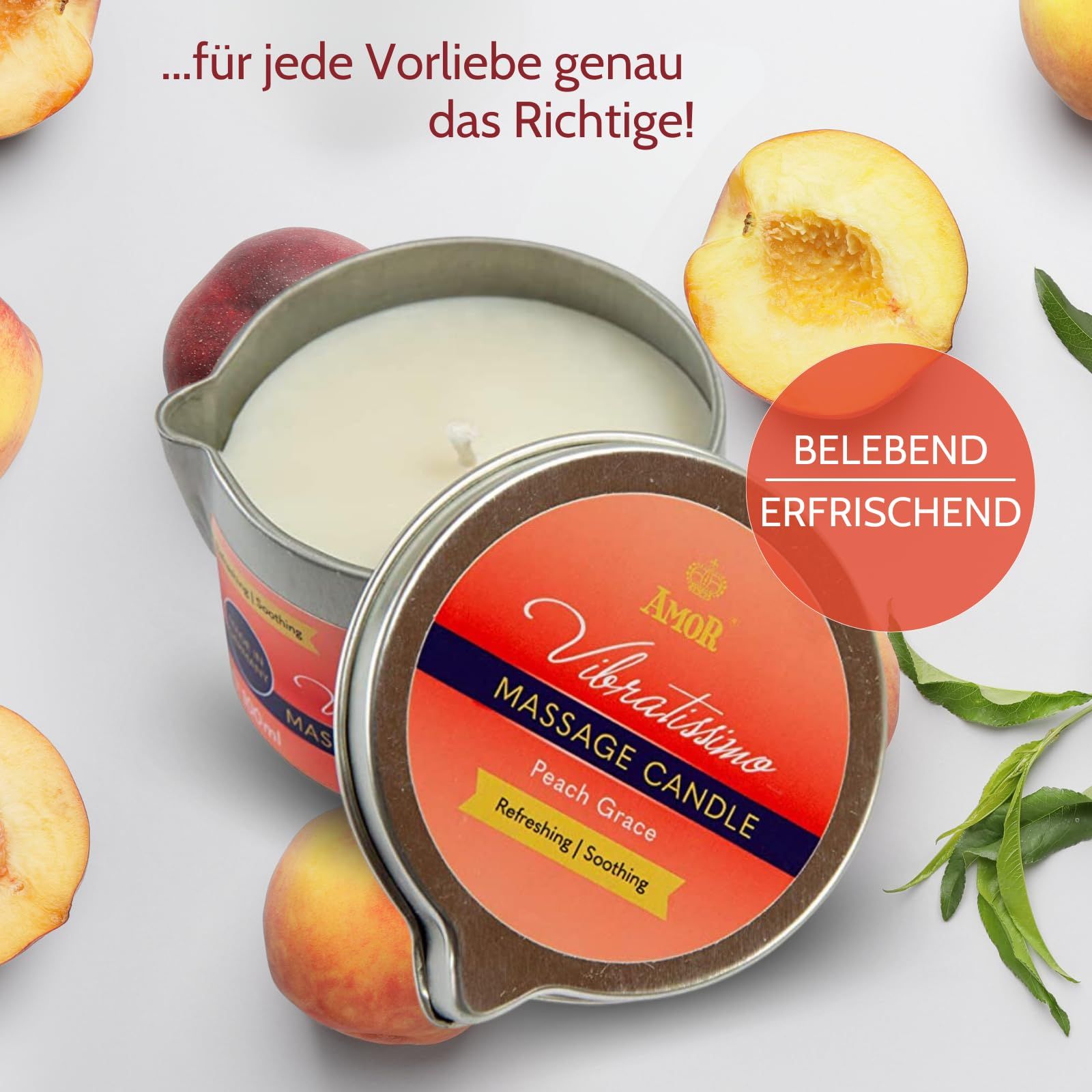 Vibratissimo S/M Kerze 'Peach Grace', 50 ml, erfrischend.