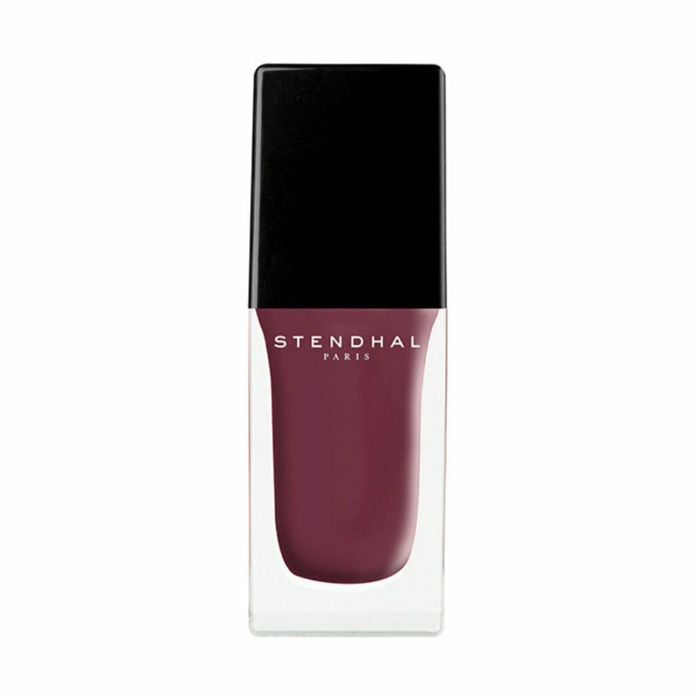 Nagellackflasche, dunkelroter Lack, schwarzer Deckel, Stendhal Paris Logo.