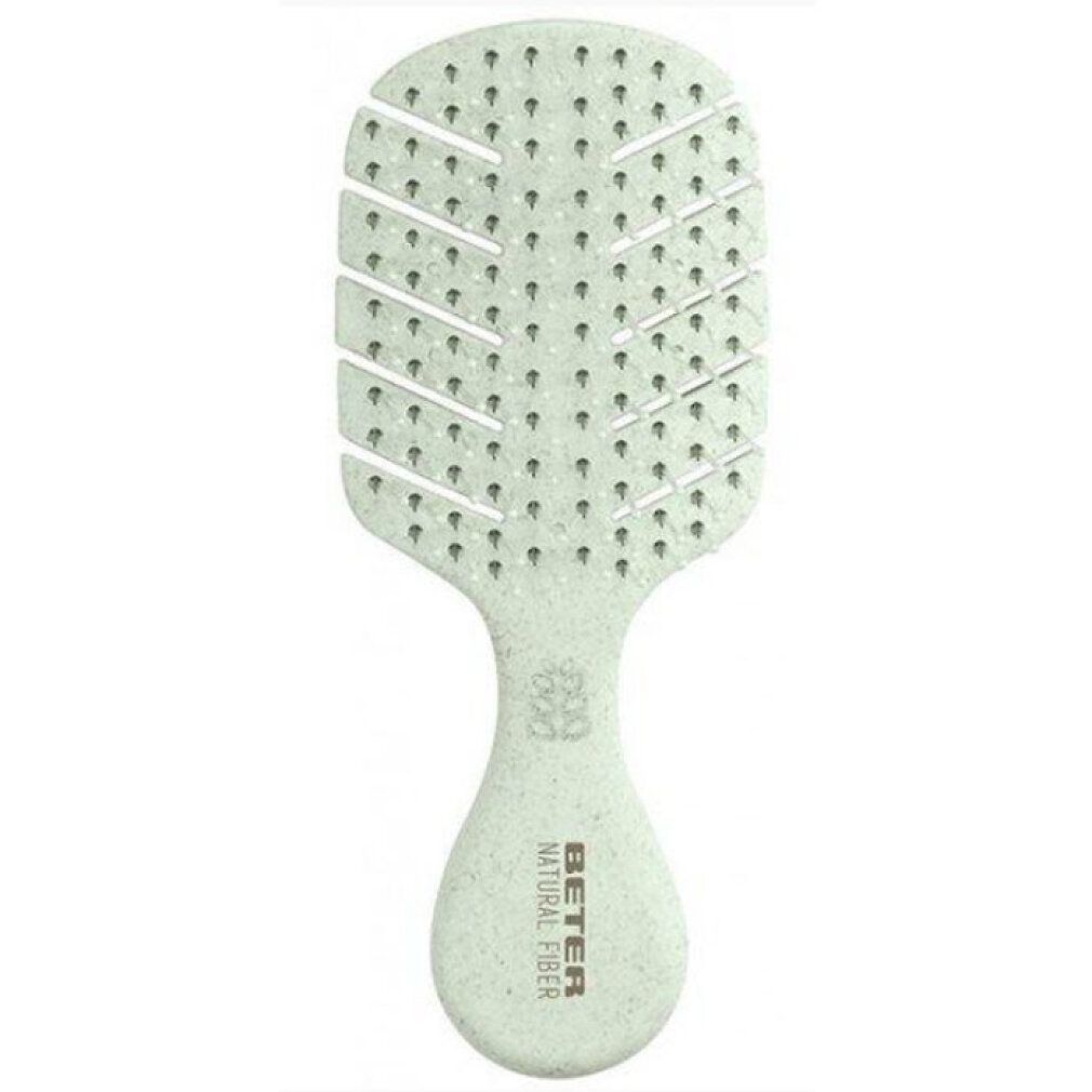Helle Entwirrbürste aus Naturfaser mit flexiblen Borsten und Belüftungslöchern.