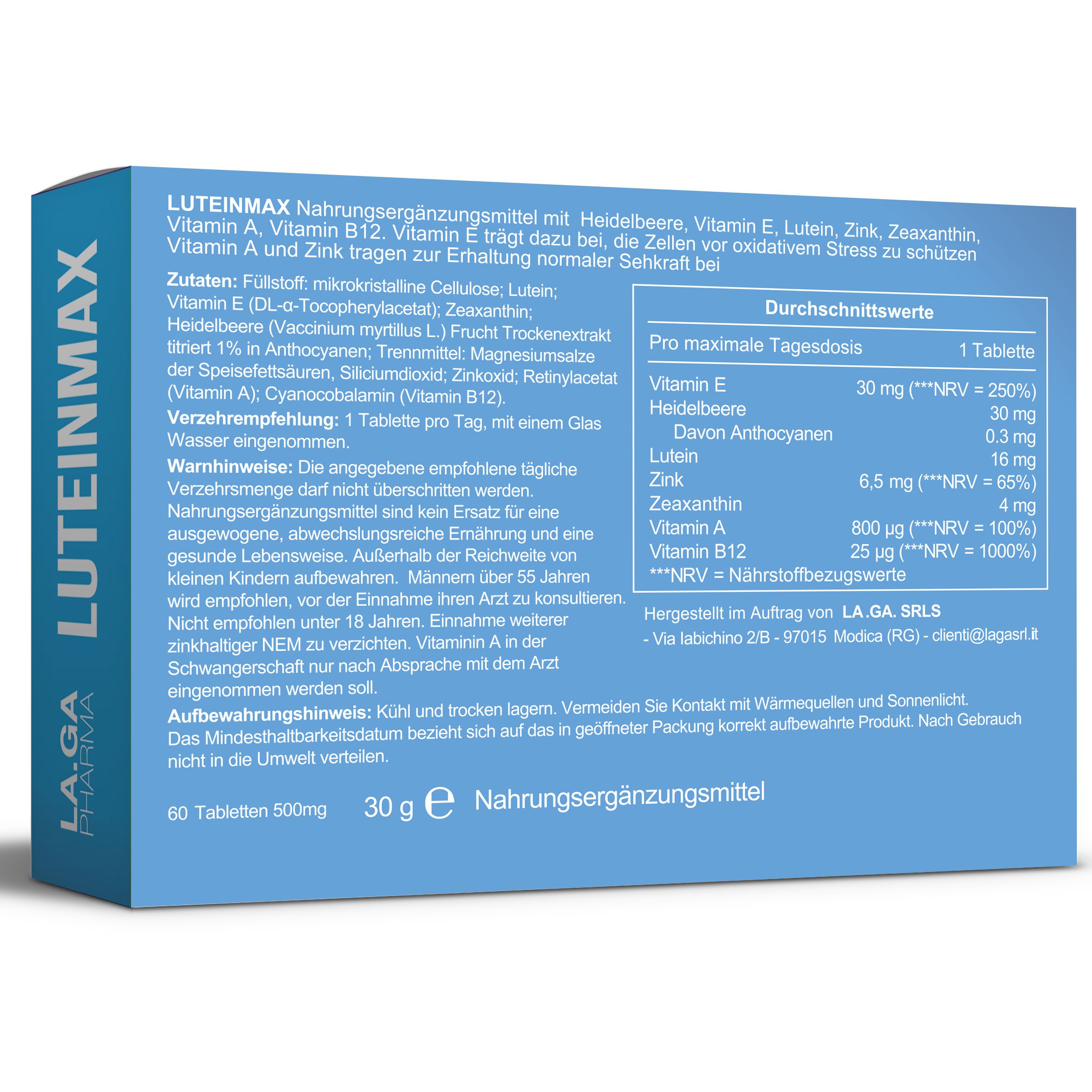 LA.GA LuteinMax © Nahrungsergänzungsmittel für die Augen mit Lutein und Zeaxanthin
