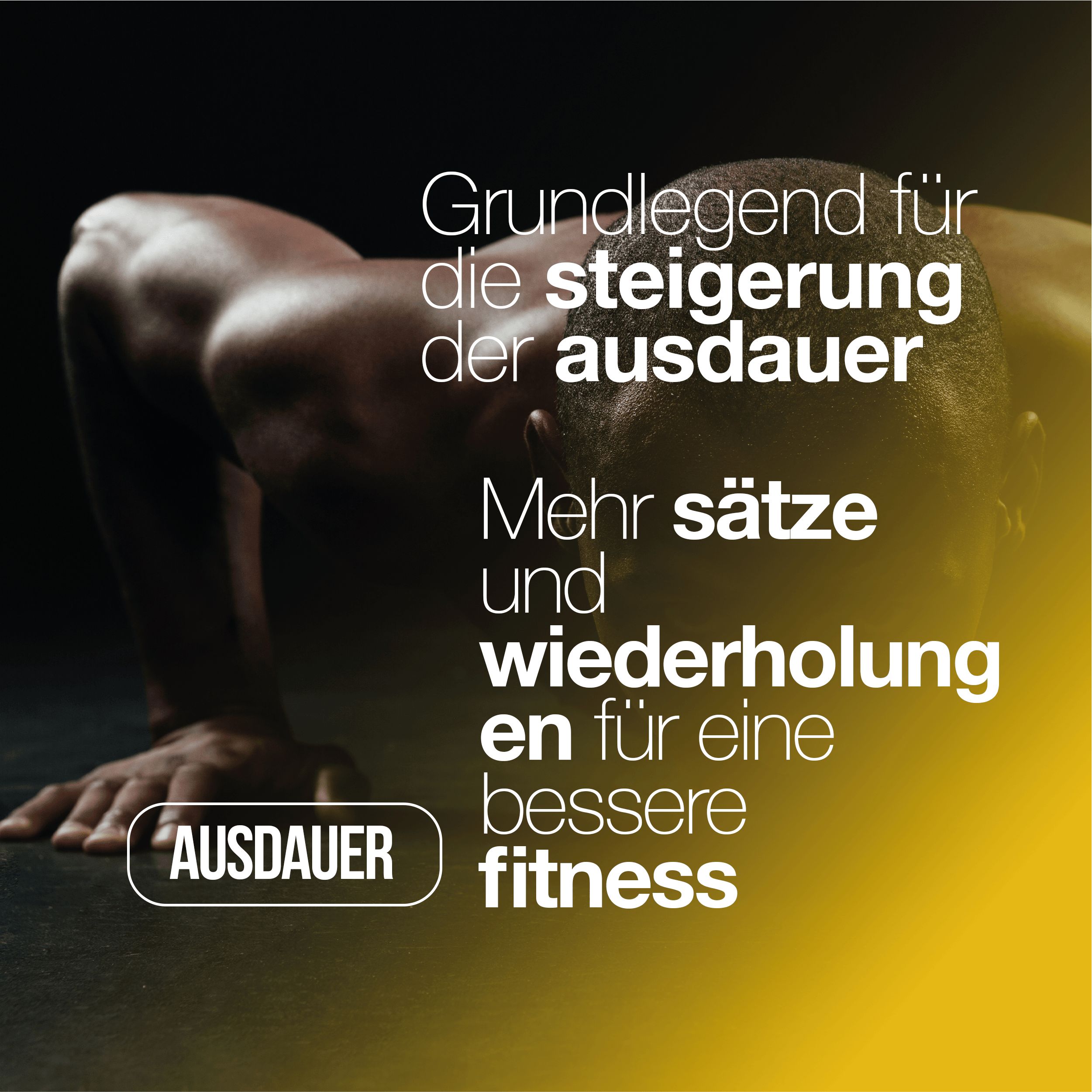 Mann macht Liegestütze. Grundlegend für Ausdauersteigerung. Mehr Sätze und Wiederholungen.