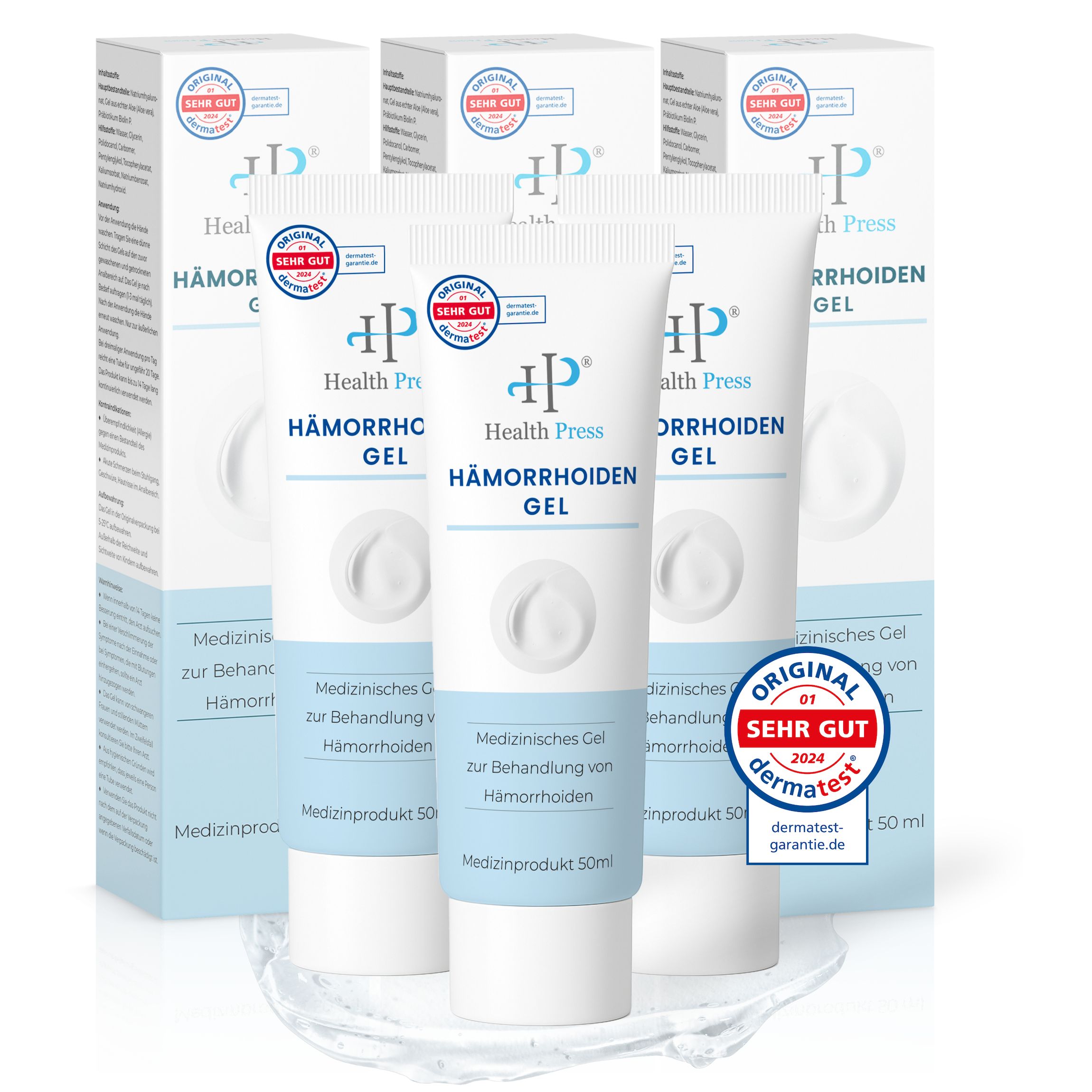 Health Press Hämorrhoiden Gel – 3er Set – Hämorrhoidensalbe bei Juckreiz, Brennen & Reizungen