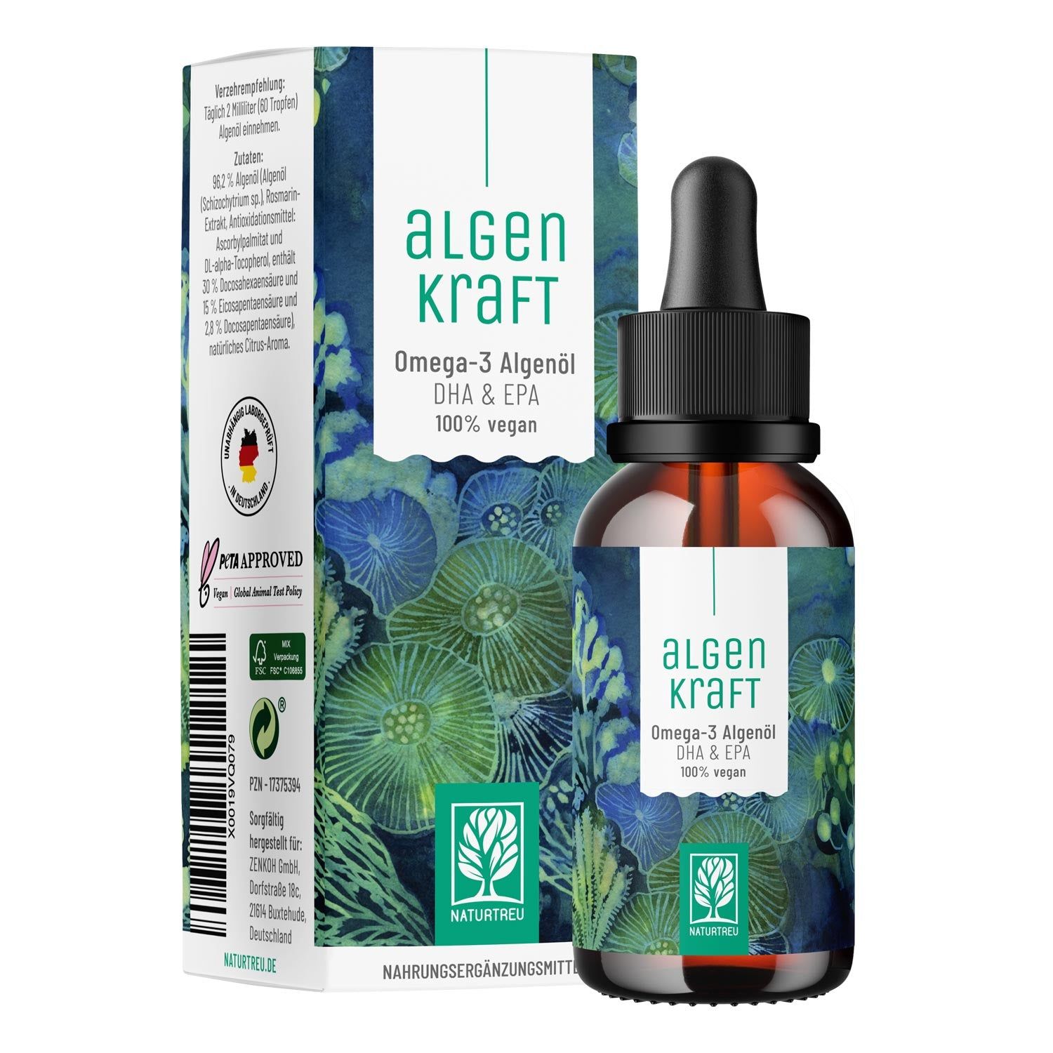 Omega-3 Algenöl mit DHA & EPA - Algenkraft - NATURTREU®