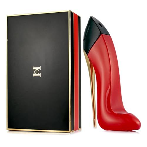 Roter High Heel-Flakon neben schwarzer Schachtel mit goldfarbenen Akzenten. Auf der Schachtel ist das Logo "CH" zu sehen.