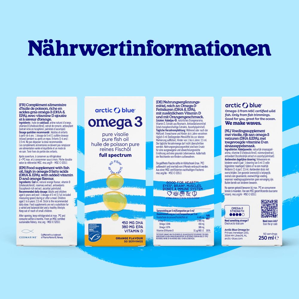 Nährwertinformationen und Inhaltsstoffe von Arctic Blue Omega 3.