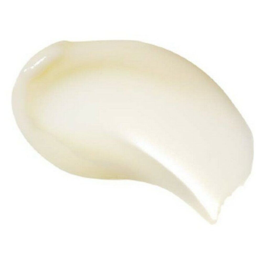 Weißliche Creme auf weißem Hintergrund. Textur in Form eines Tropfens.