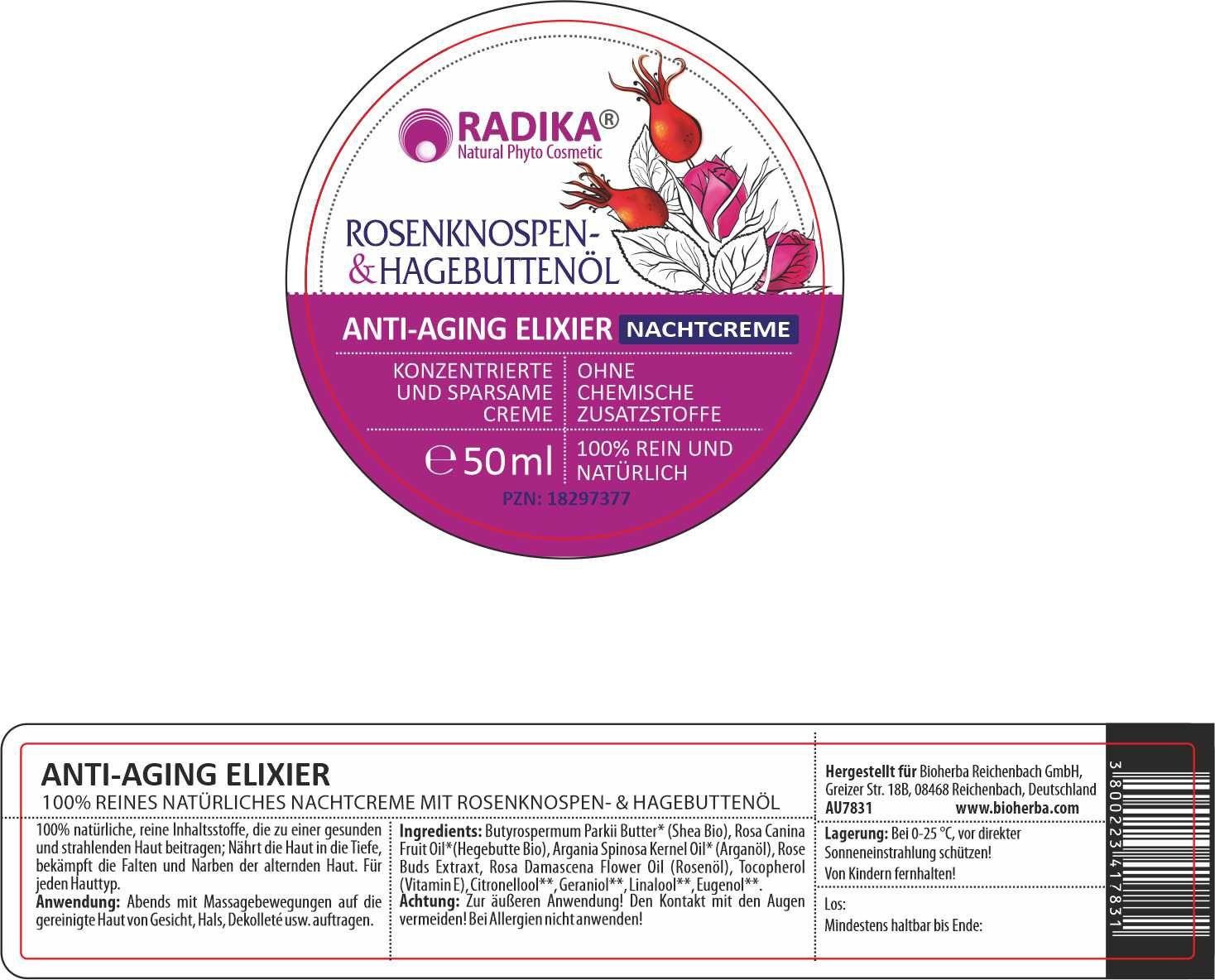 Bioherba Anti-Aging Creme mit Rosenknospen- & Hagebuttenöl 50ml