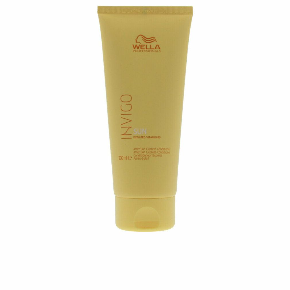 Gelbe Tube mit Wella Invigo Sun Conditioner. Produktname, Schriftzug und Logo sichtbar. 200ml.