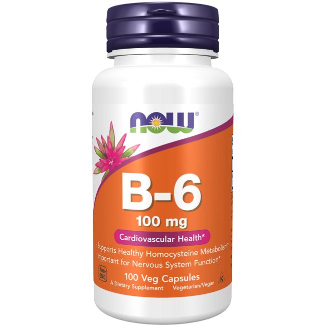 Now Foods Vitamin B-6 Pyridoxin 100 mg Kapseln, 100 Stück.