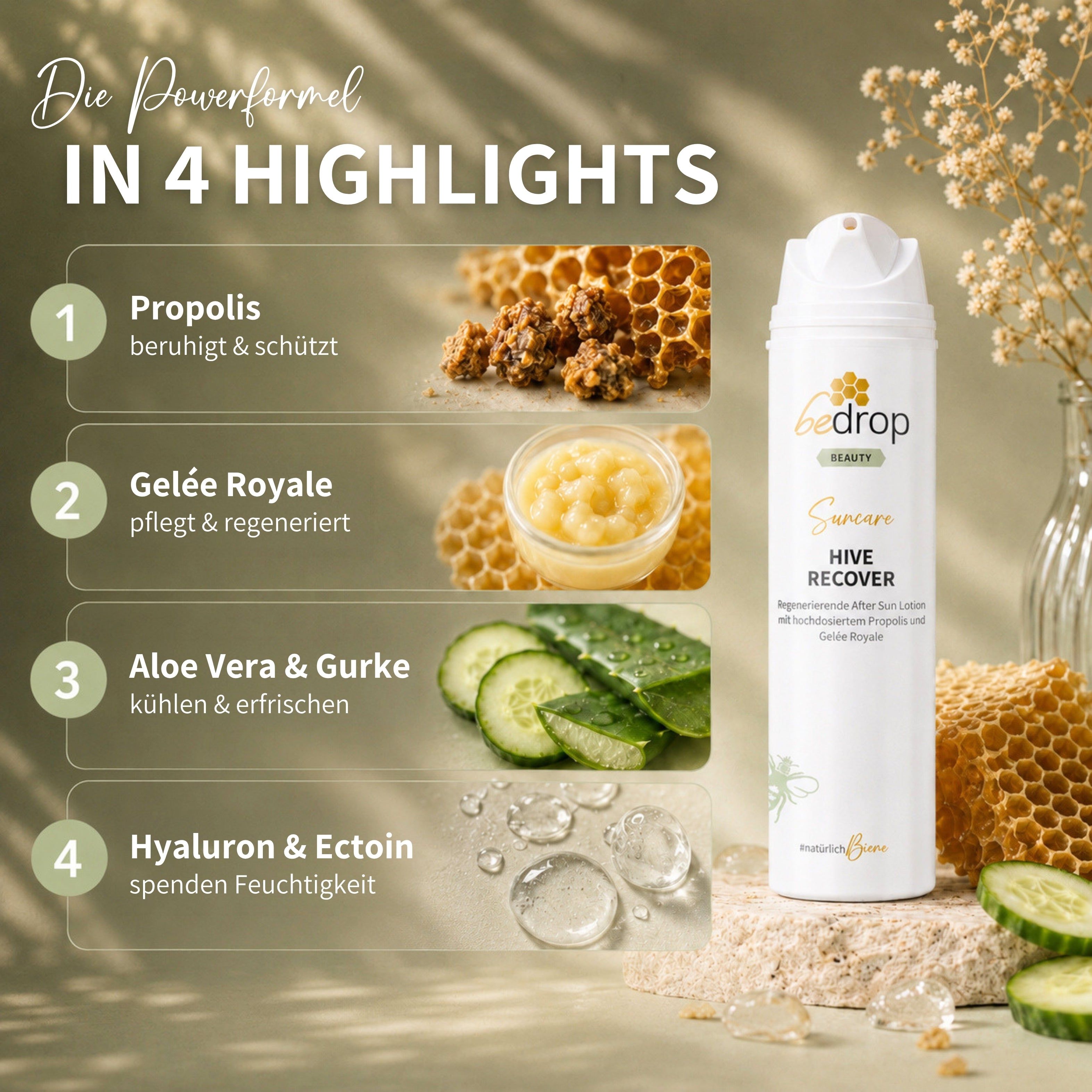 HIVE RECOVER - regenerierende After Sun Lotion mit hochdosiertem Gelée Royale & Propolis