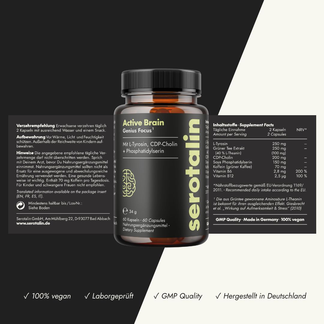 serotalin® GENIUS BRAIN Performance, Energie, Fokus & Gedächtnis | CDP-Cholin