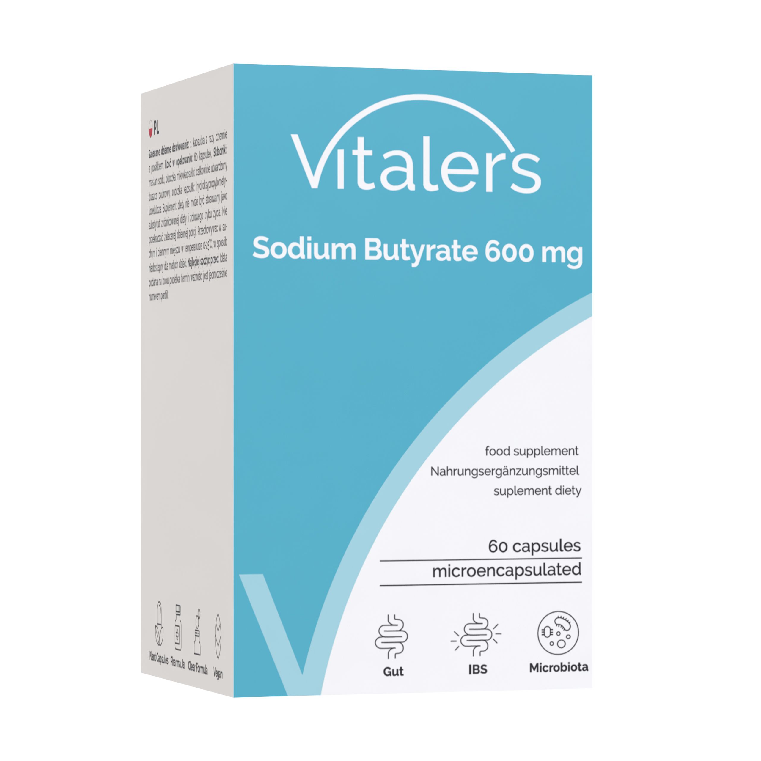 Vitaler’s Natriumbutyrat 600 mg Faltschachtel.