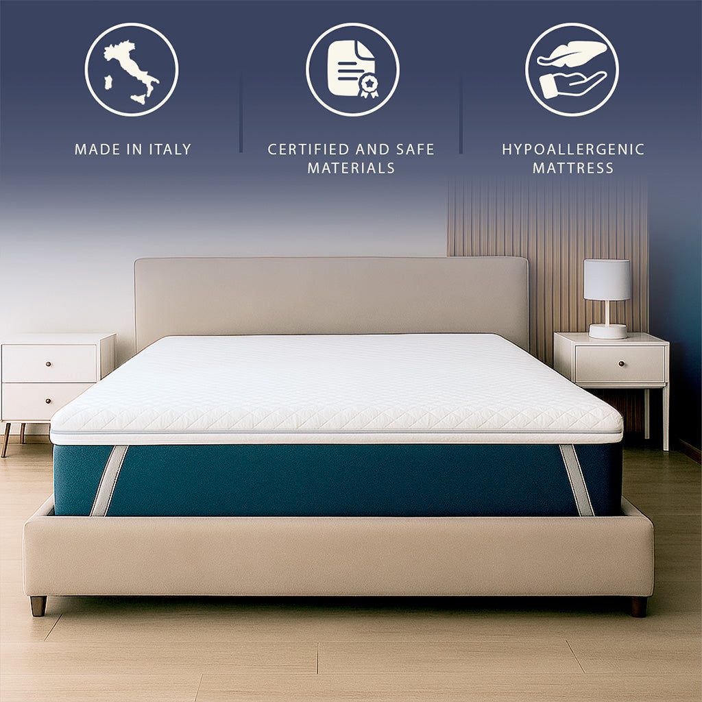 The White Stone Matratzentopper 180x200 aus Memory Foam mit 9 Differenzierten Zonen | Höhe 5 cm