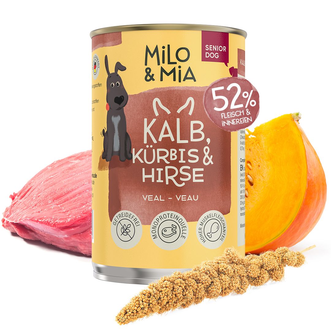 Milo & Mia - Premium Nassfutter für Hunde - Kalb, Kürbis & Hirse