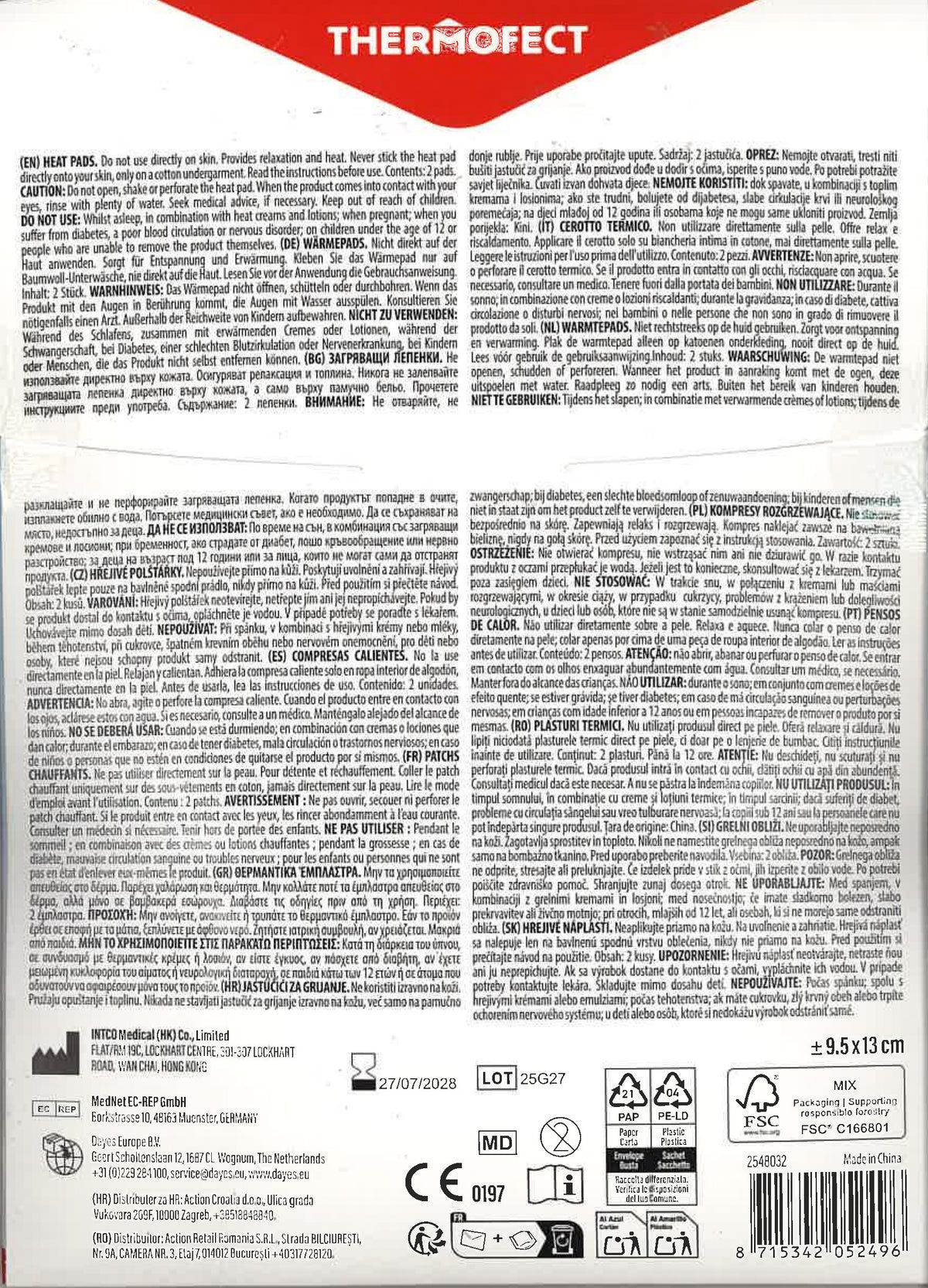 Produktverpackung mit Text. Enthält Informationen zu Inhaltsstoffen, Anwendung und Warnhinweisen. Größe: 9,5 x 13 cm.