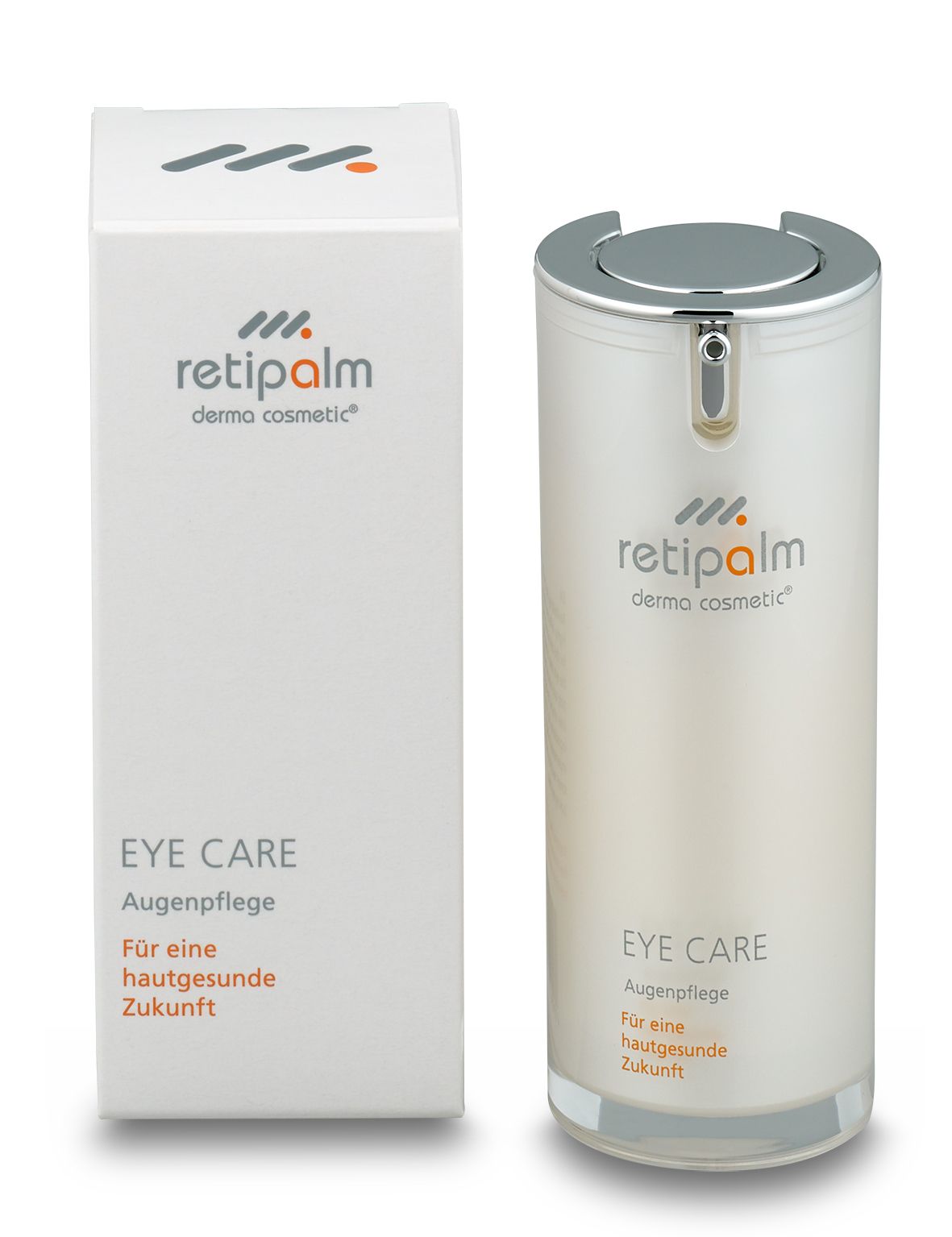 Retipalm Eye Care Produktverpackung und Spender.