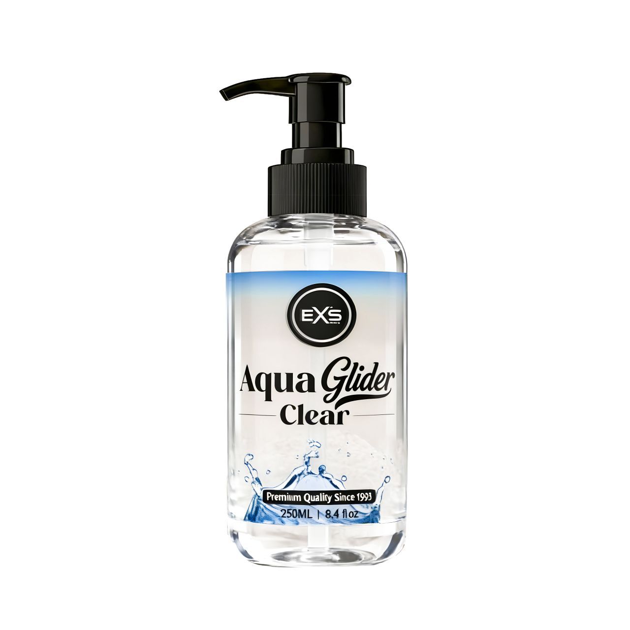 Aqua Glider Clear Gleitmittel in durchsichtiger Flasche mit Pumpspender, 250ml.