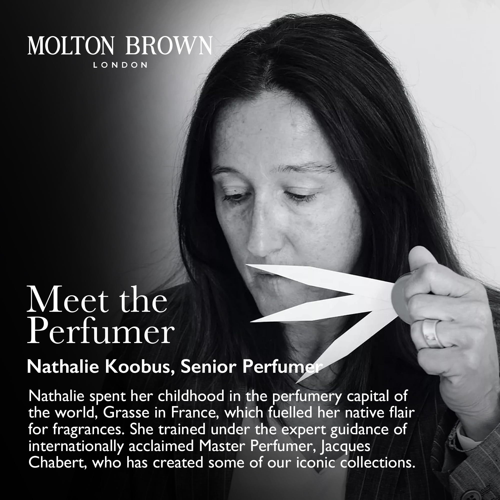 Porträt der Parfümeurin Nathalie Koobus von Molton Brown.