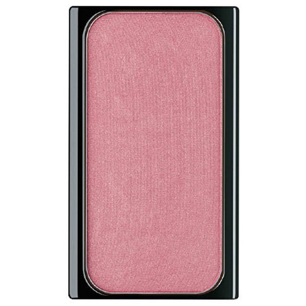 Rechteckiger Rouge-Kompaktpuder in einem schwarzen Etui. Rosa Farbton.