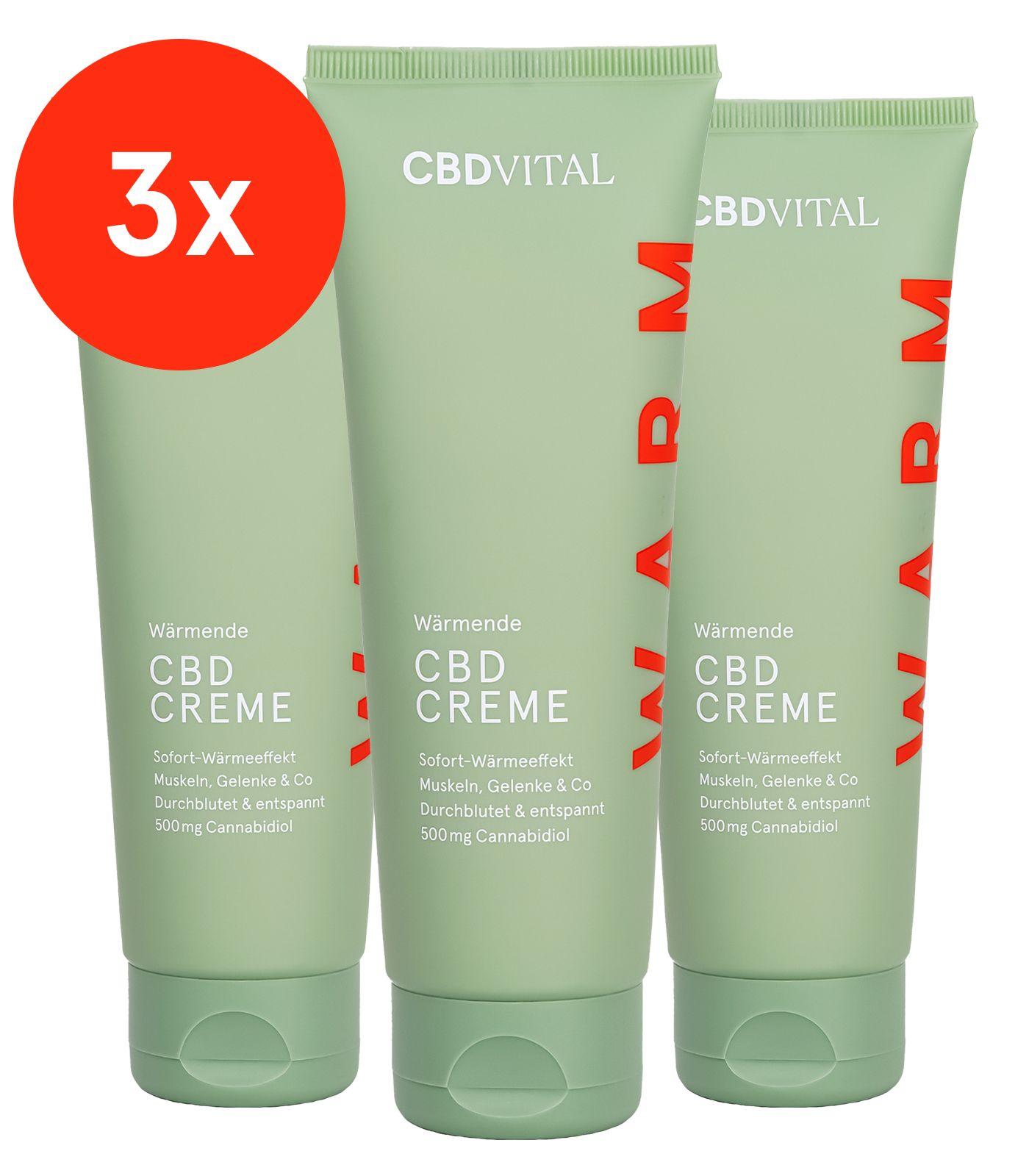 CBD VITAL Wärmende CBD Creme 100 % BIO 3er-Pack
