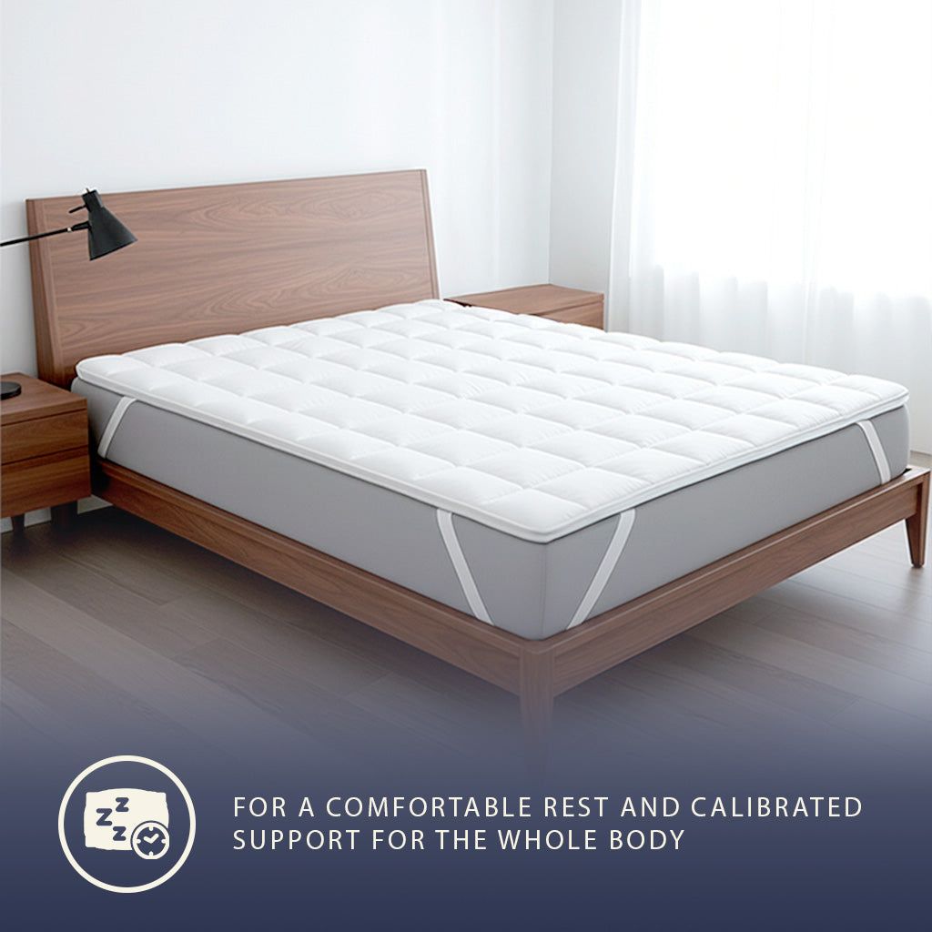 The White Stone Topper 180x200 cm aus 500 g Watte | Gepolsterter Matratzenschoner