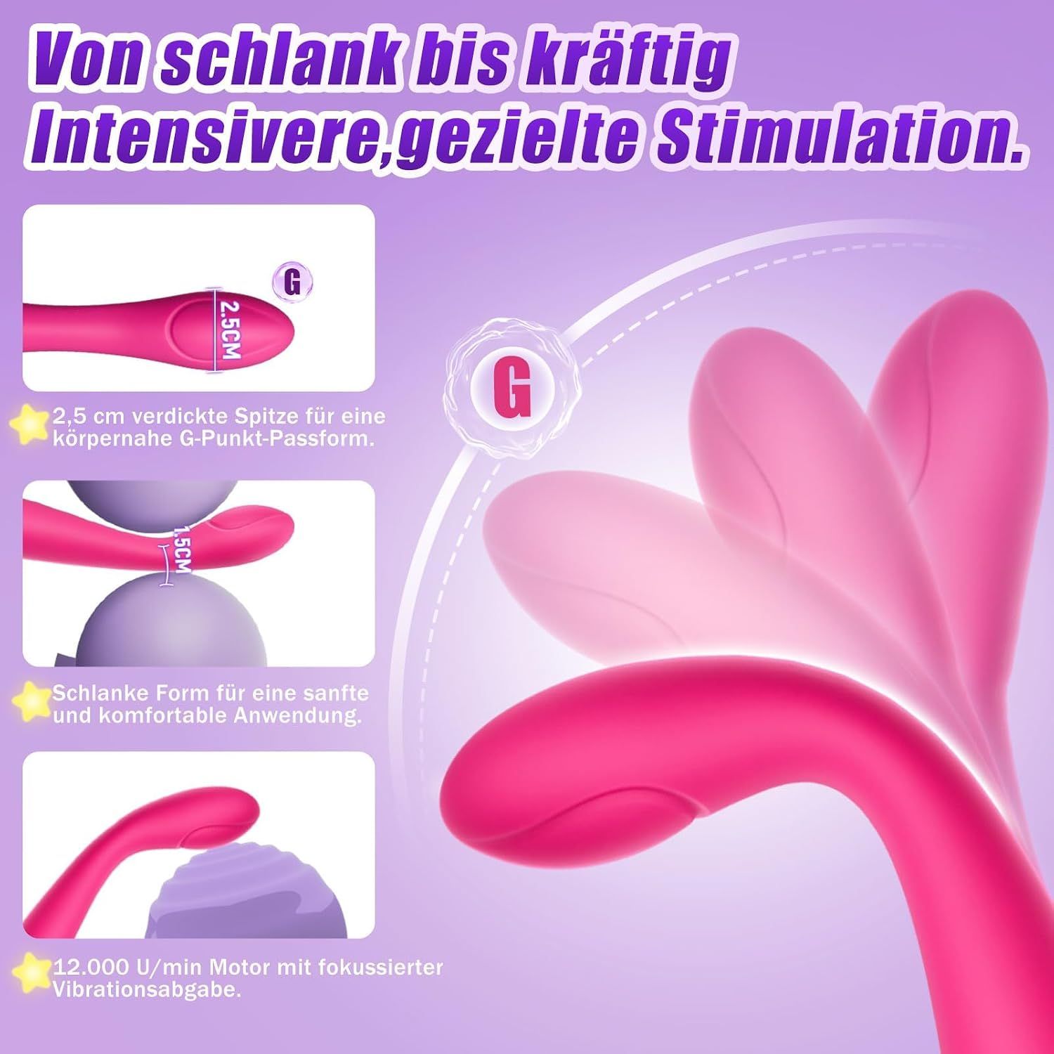 Pinker Vibrator mit 10 Vibrationsmodi. Verbesserter Motor für stärkere Vibrationen, 40db Lautstärke.