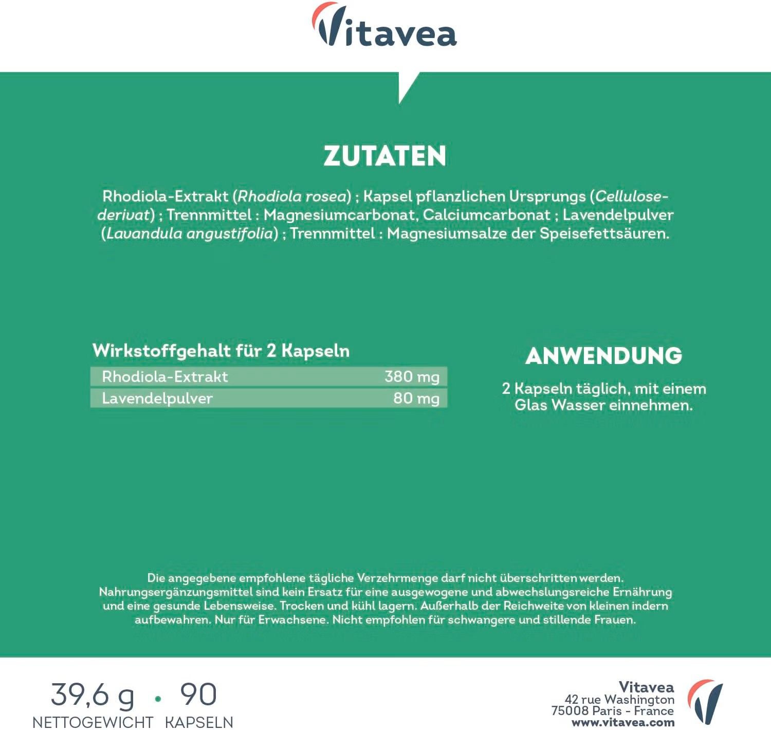 Vitavea Rhodiola Rosea mit Lavendel