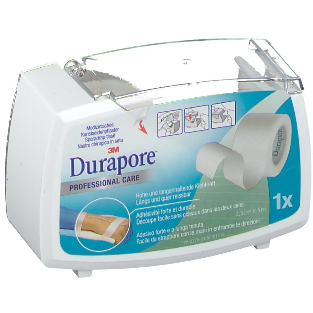 3M Durapore Kunstseidenpflaster 2,5 cm x 5 m mit Abroller