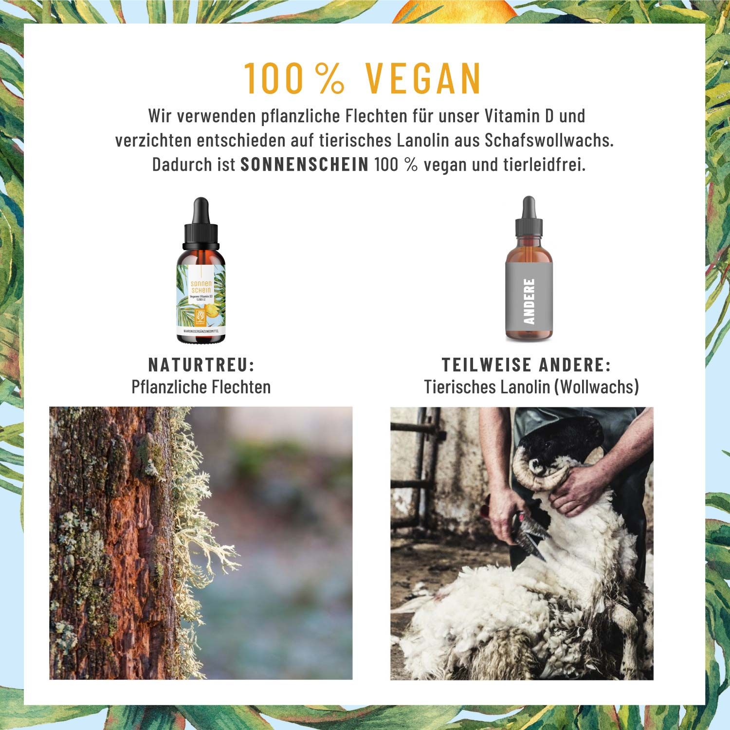 Vitamin D3-Tropfen hochdosiert & vegan - mit 5000 I.E pro Tropfen - Sonnenschein - NATURTREU®