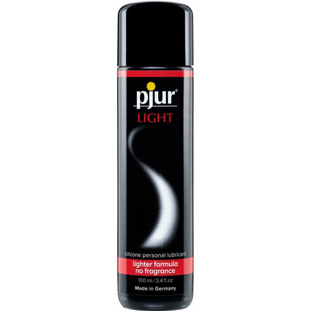 Schwarze Flasche mit PJUR LIGHT Logo. Enthält Silikon Gleitmittel, leichtere Formel, ohne Duft. 100 ml.
