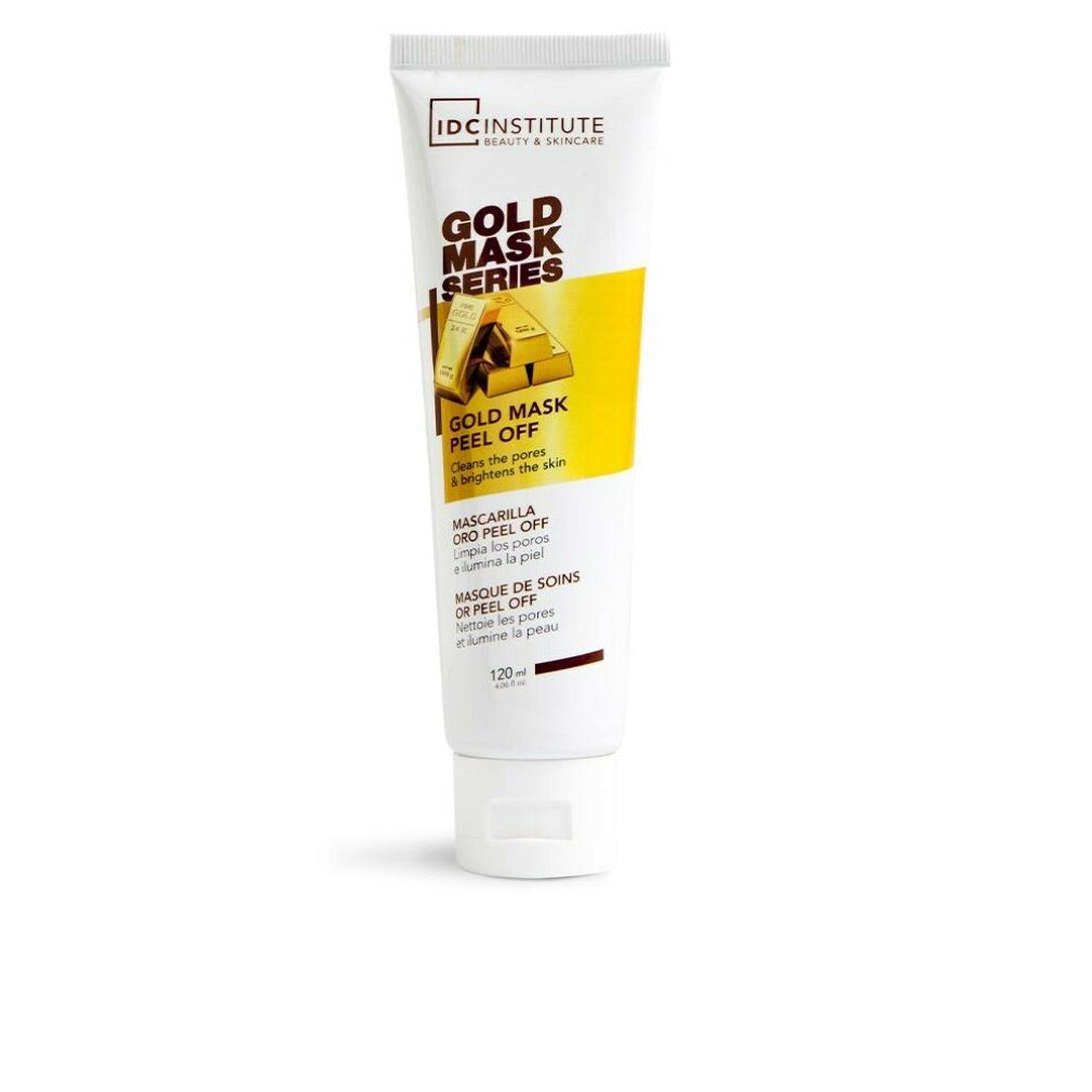 Weiße Tube mit Produktaufdruck. Gold Mask Series Peel Off. Text in Englisch, Spanisch und Französisch. IDC INSTITUTE Logo.