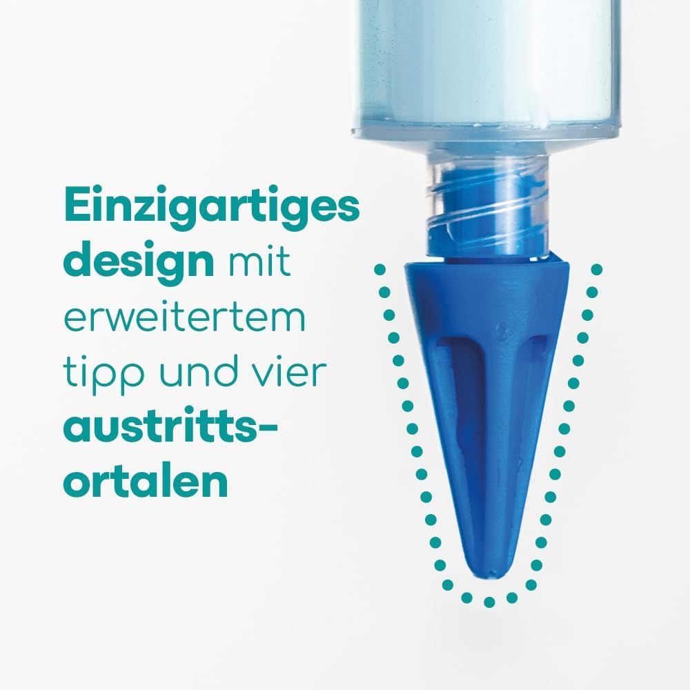 Illustration des Ohrs zeigt die Entfernung von Ohrenschmalz mit einer Spritze.