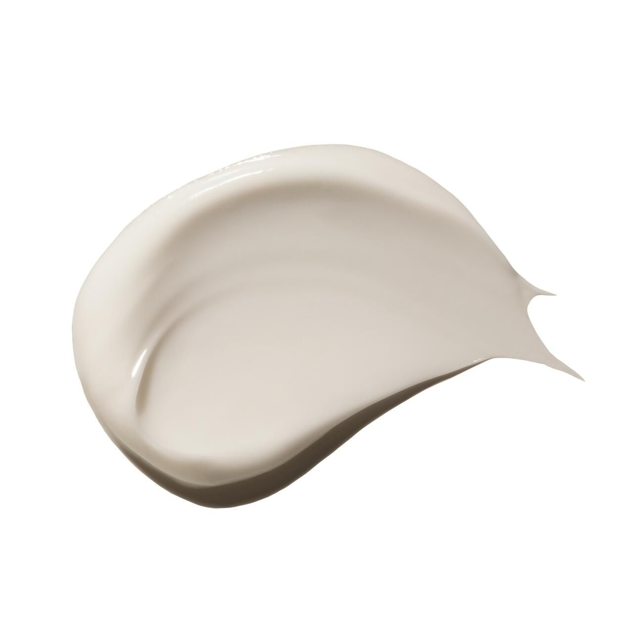 Ausgestrichene Creme. Helle, cremige Textur. Auf weißem Hintergrund.