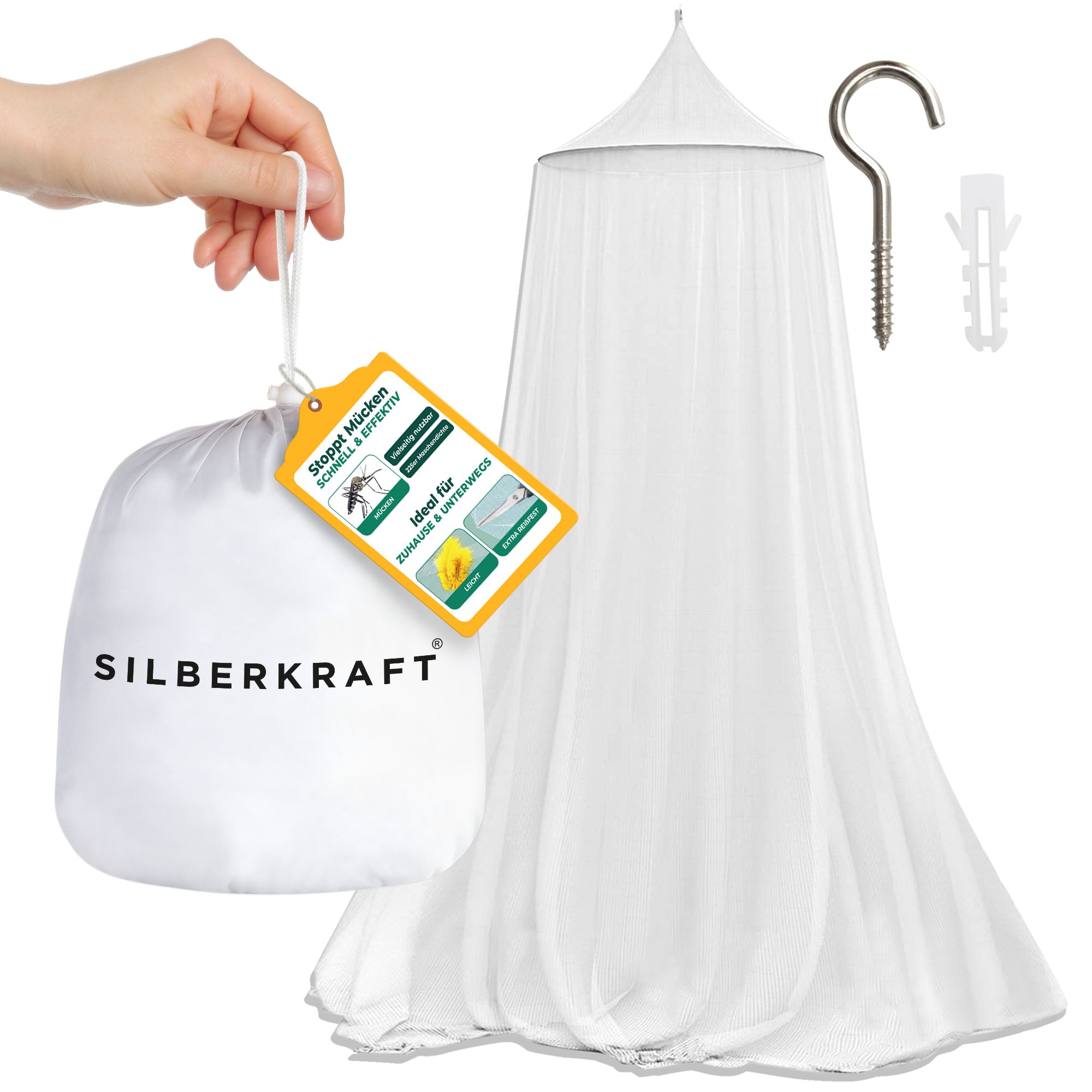 SILBEKRAFT Moskitonetz mit Haken