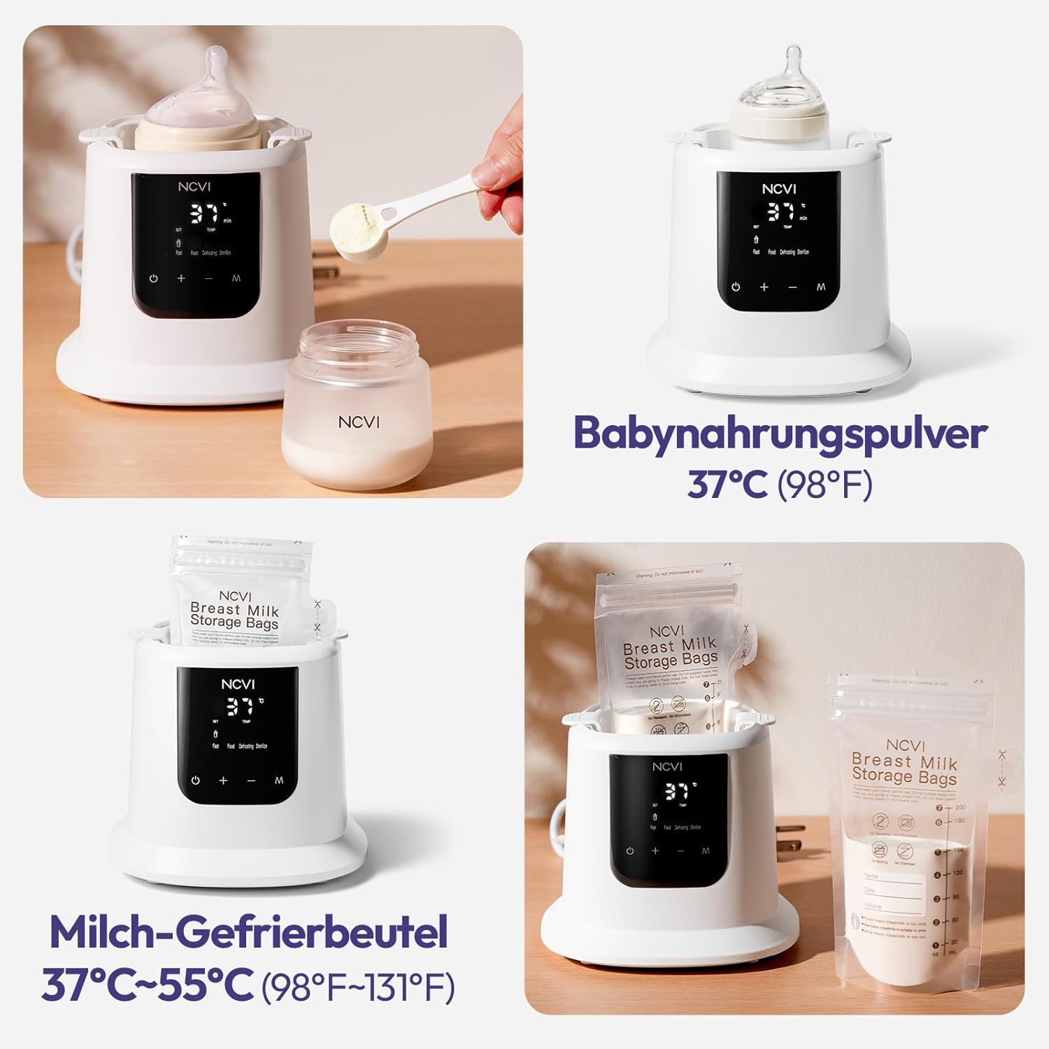 NCVI Flaschenwärmer Baby 8-in-1: Schnellwärmen