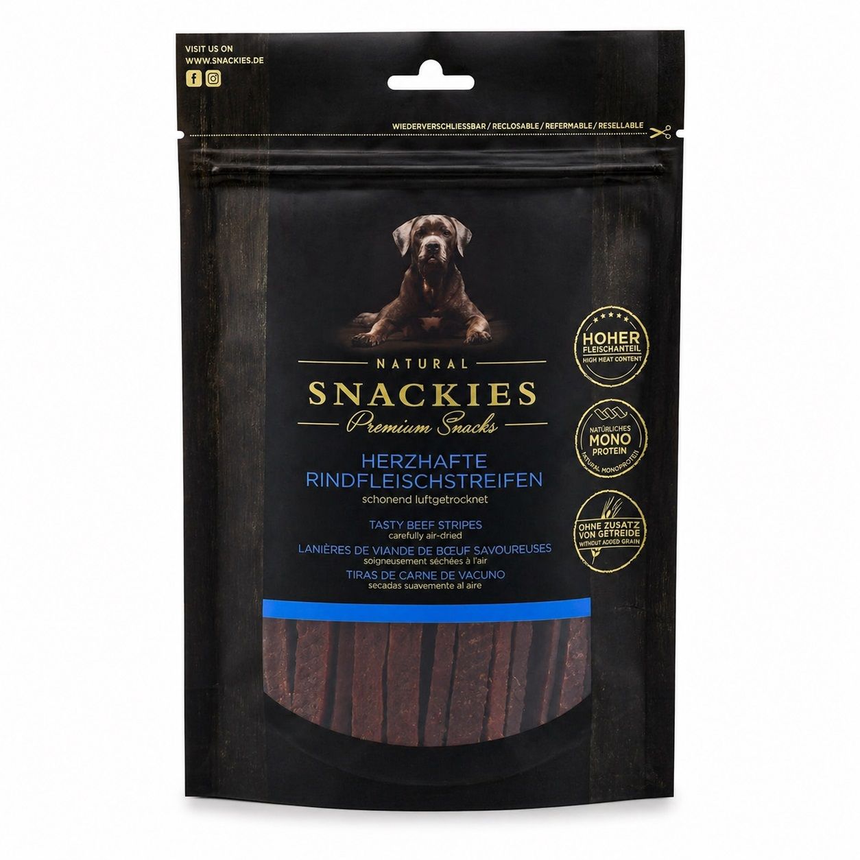 SNACKIES Herzhafte Rindfleischstreifen - Monoprotein Hundesnack
