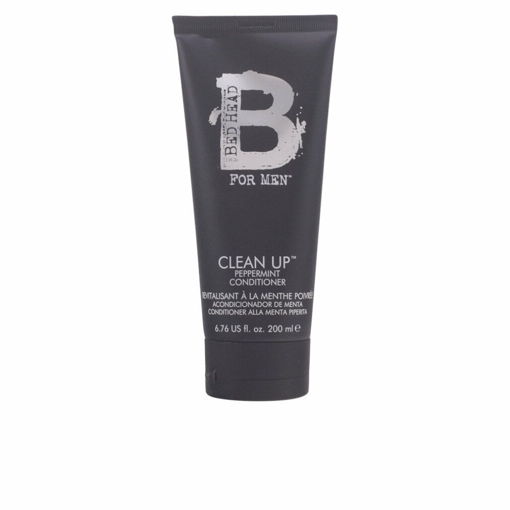 Schwarze Tube mit "BED HEAD FOR MEN CLEAN UP" Peppermint Conditioner. 6.76 US fl. oz. 200 ml.