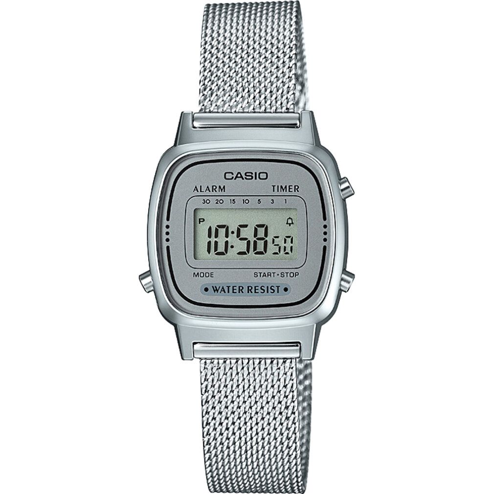 Casio Damen Digital Quarz Uhr mit massives Edelstahl Armband