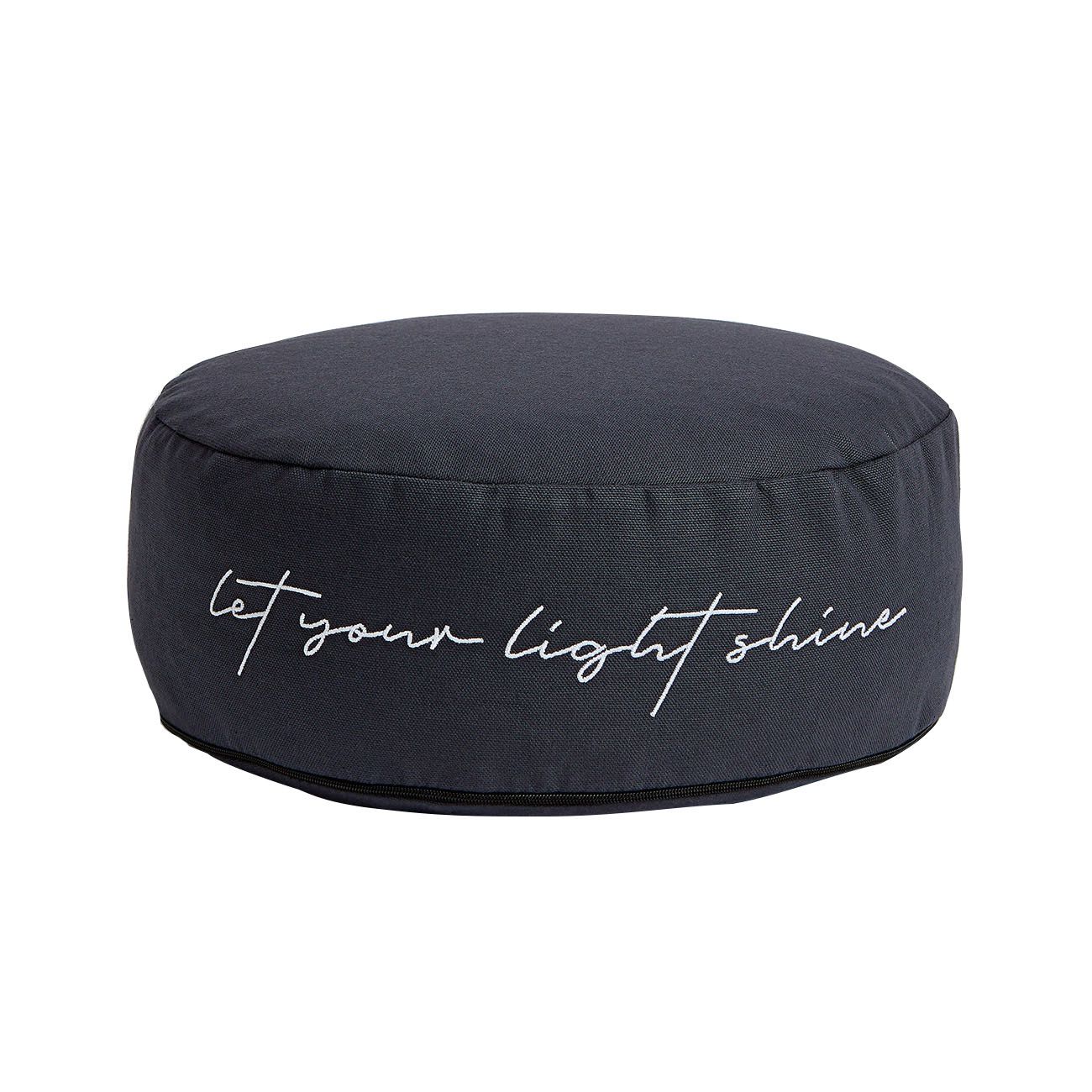 Meditationskissen "Let your light shine" aus 100 % Bio-Baumwolle mit abnehmbarem Bezug