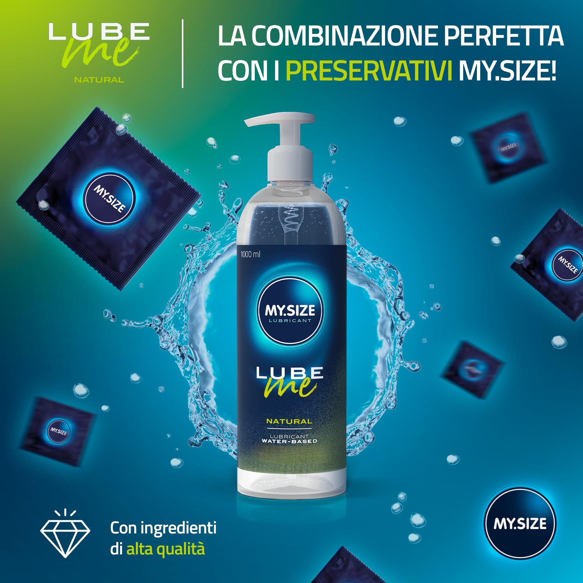 MY.SIZE Lube Me Natural 1000ml Gleitmittel mit Kondomen.